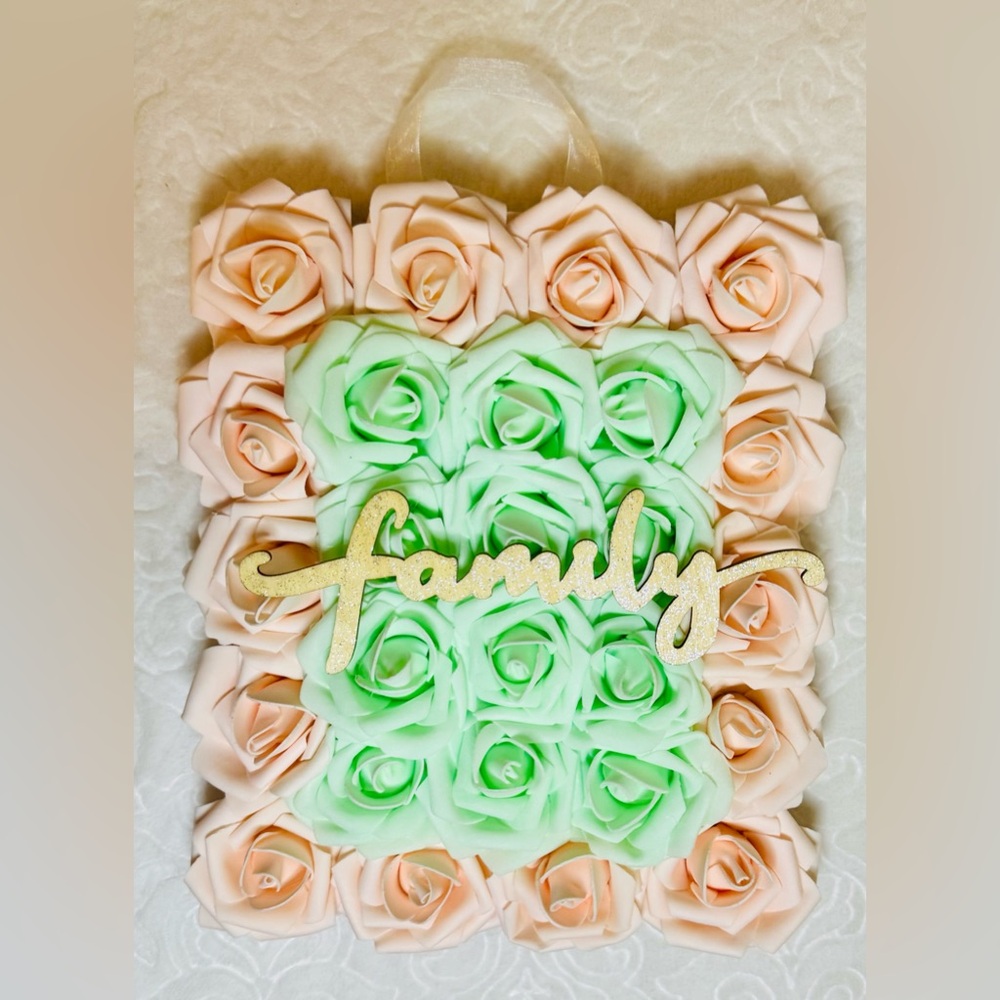 Peach and Green Rose Family Wall Decor